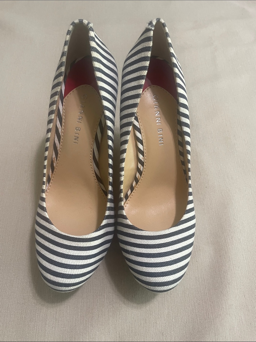 Gianni Bini Navy and White Striped Pointed Toe Pumps New 7.5